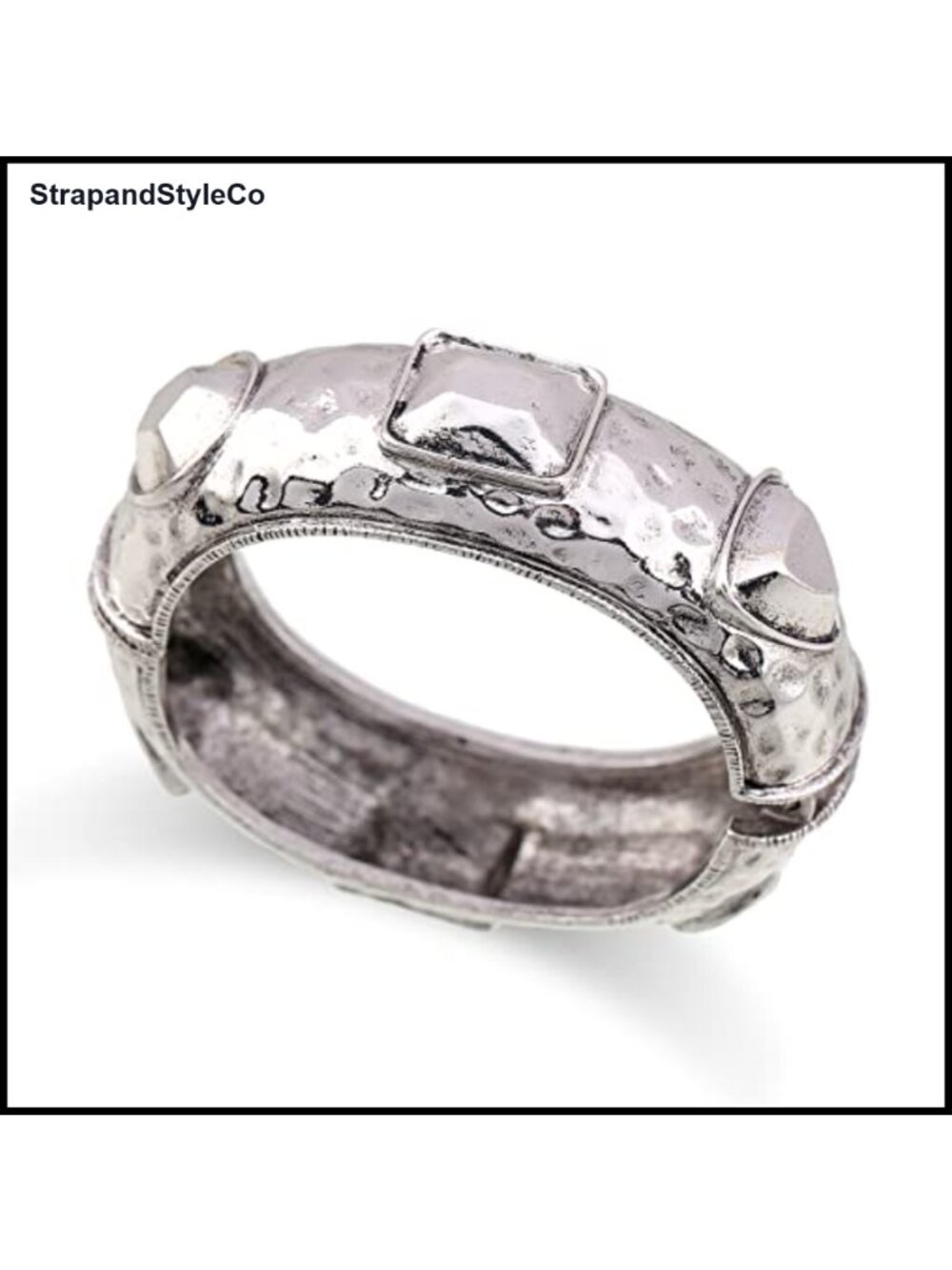 Vintage Chunky Cuff Bangle Bracelet Antique Silver Plated Zinc Alloy